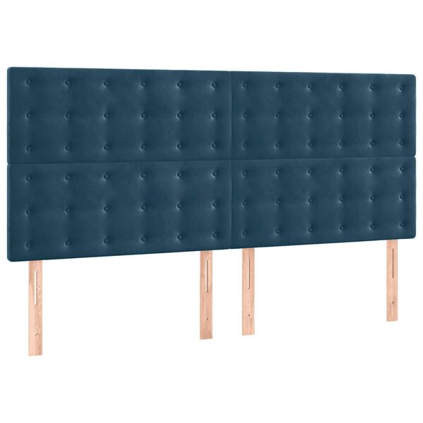 vidaXL Kopfteil Dunkelblau 200 x 5 x 118/128 cm Samt