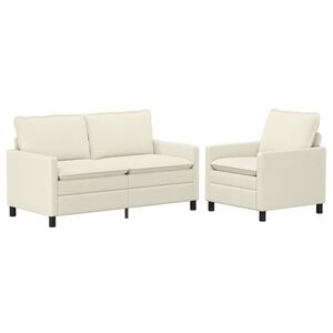 vidaXL Sofa Set 2 pcs Creme Stoff