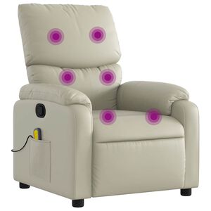 vidaXL Massagesessel mit Relaxfunktion, Kunstleder, Creme