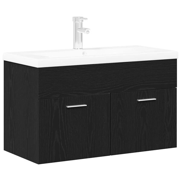vidaXL Badezimmerschrank Schwarz Eichen-Optik 80 x 38,5 x 46 cm