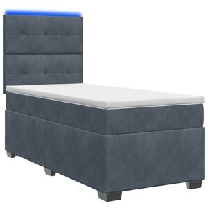 vidaXL Boxspringbett mit Matratze Dunkelgrau 80 x 200 cm Samt