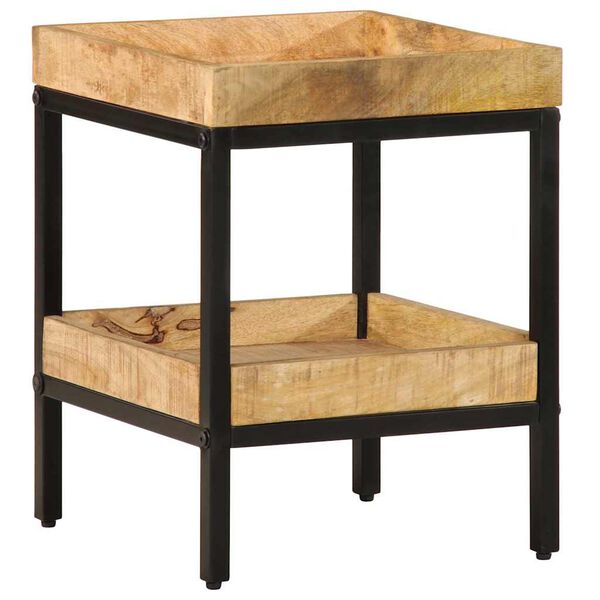 vidaXL Beistelltisch mit Regal Braun 35 x 35 x 45 cm Massivholz Mango