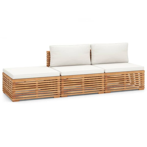 vidaXL 3-tlg. Garten-Lounge-Set mit Kissen Dunkelgrau Massivholz Teak