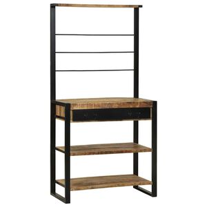 vidaXL K&uuml;chenregal Braun und Schwarz 80 x 40 x 160 cm Massivholz Mango