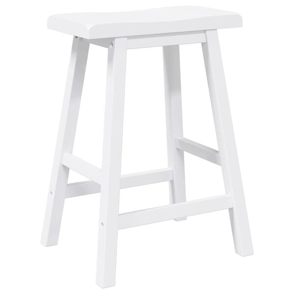 vidaXL Barhocker 2 Stk. Weiß Massivholz Gummibaum