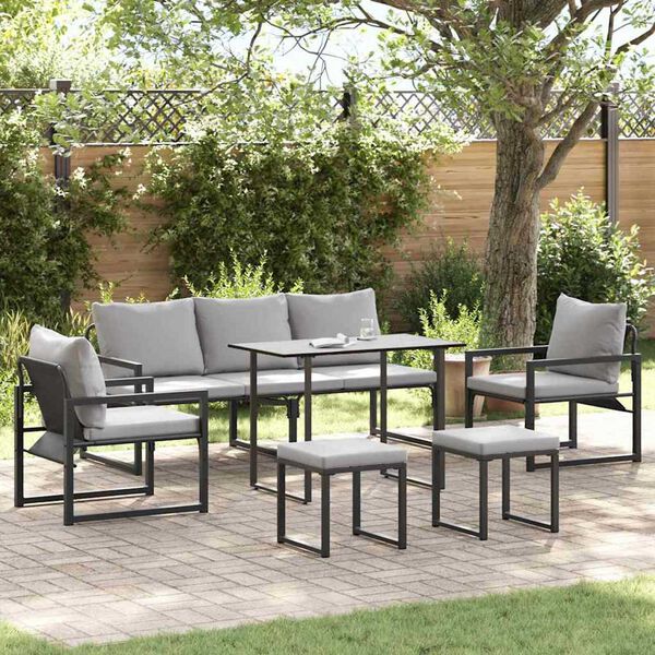 vidaXL Garten-Sofa-Set 6 pcs Schwarz Stahl