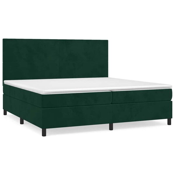 vidaXL Boxspringbett mit Matratze Dunkelgr&uuml;n 200x200 cm Samt