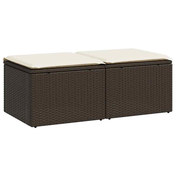 vidaXL 2-tlg. Garten-Sofagarnitur mit Kissen Braun Poly Rattan Akazie