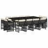 vidaXL 13-tlg. Garten-Essgruppe mit Kissen Schwarz Poly Rattan
