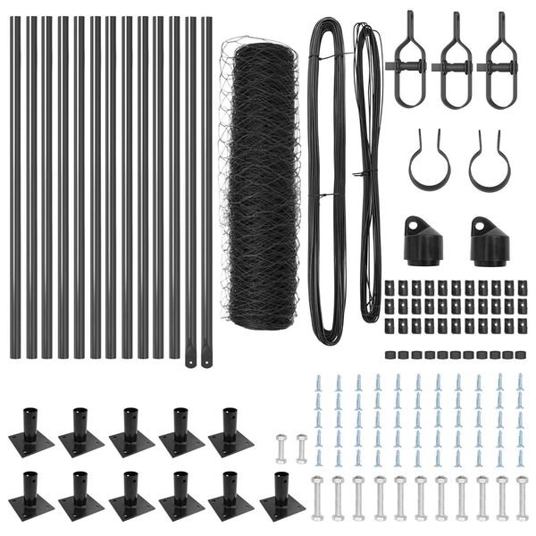 vidaXL Zaunpfosten Grau 25 x 0,6 m (36 mm Maschen) Stahl und PVC