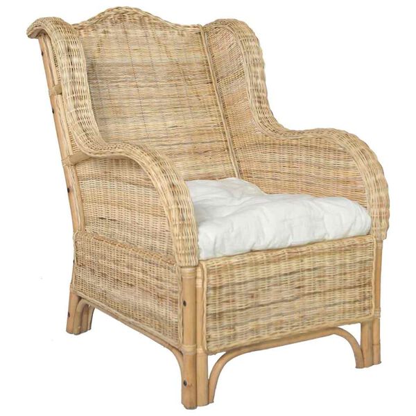 vidaXL Sessel mit Kissen Natur-Rattan und Leinen