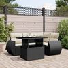 vidaXL 5-tlg. Garten-Sofagarnitur mit Kissen Schwarz Poly Rattan