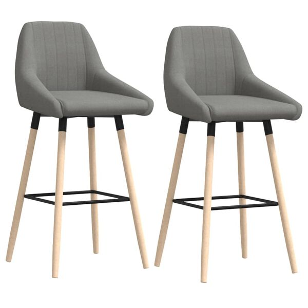 vidaXL Barhocker 2 Stk. Hellgrau Stoff