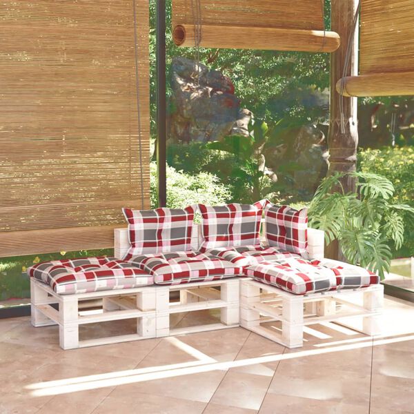 vidaXL 4-tlg. Garten-Lounge-Set aus Paletten mit Kissen Kiefernholz