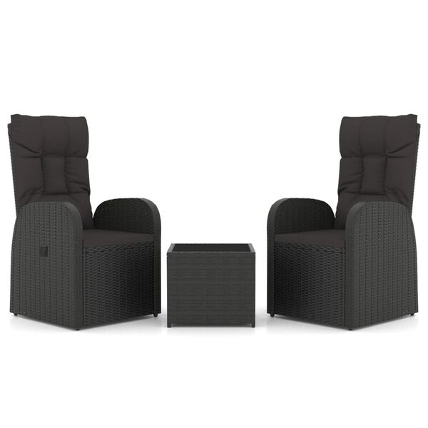 vidaXL 3-tlg. Garten-Lounge-Set Schwarz Poly Rattan & Stahl