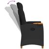 vidaXL Liegestuhl mit Teeteller Schwarz 62 x 64 x 112 cm Poly-Rattan
