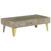 vidaXL Couchtisch Massivholz Mango Grau mit Messing 110x60x35 cm