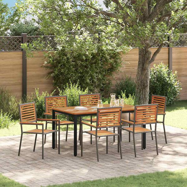 vidaXL Garten Essgruppe 7 pcs Grau und Braun Poly-Rattan