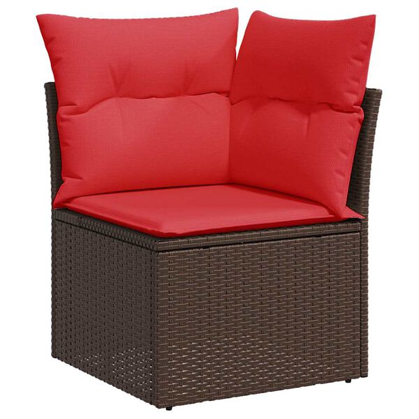 vidaXL 5-tlg. Garten-Sofagarnitur mit Kissen Braun Poly Rattan