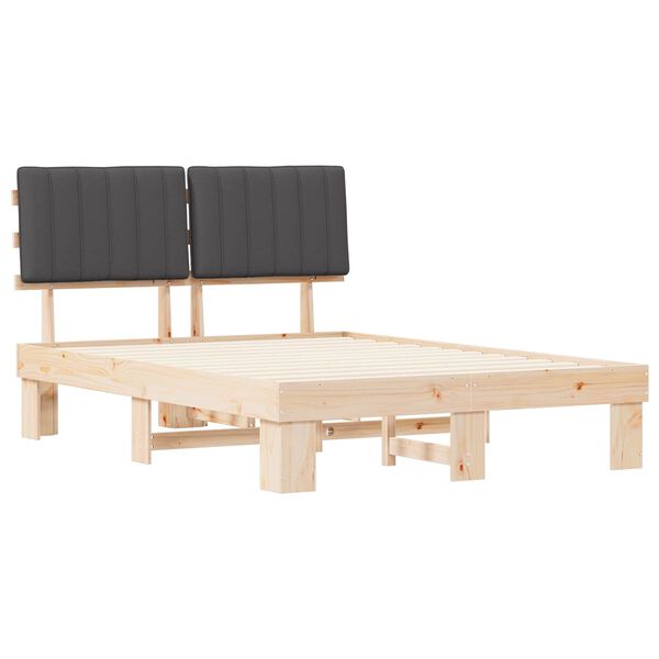 vidaXL Bettgestell mit gepolstertem Kopfteil Dunkelgrau 135 x 190 cm