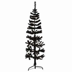 vidaXL K&uuml;nstlicher Halb-Weihnachtsbaum St&auml;nder Schlank Schwarz 150 cm