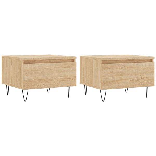 vidaXL Couchtische 2 Stk. Sonoma-Eiche 50x46x35 cm Holzwerkstoff
