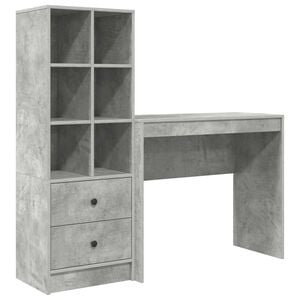 vidaXL Schreibtisch mit Schubladen mit Regal 2 pcs Beton Grau