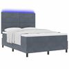vidaXL LED Boxspringbett mit Matratze Dunkelgrau 160 x 200 cm Samt
