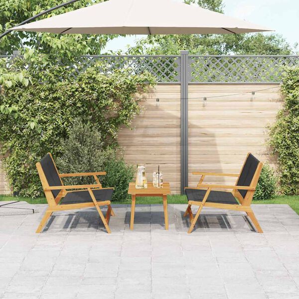 vidaXL Gartenstühle mit Tisch 3 pcs Schwarz Massivholz Akazie