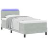 vidaXL LED Boxspringbett mit Matratze Hellgrau 90 x 200 cm Samt