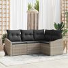 vidaXL Sofa Set mit Kissen 4 pcs Hellgrau Poly-Rattan
