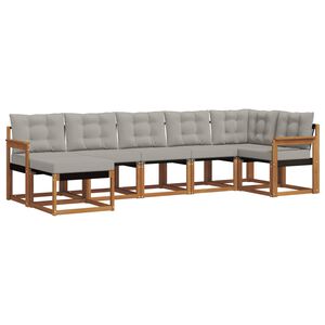 vidaXL Outdoor-Sofagarnitur mit Kissen 7 pcs Nat&uuml;rlich und Hellgrau