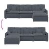 vidaXL Modulares Sofa mit Fu&szlig;hocker und Kissen Dunkelgrau