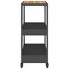 vidaXL Barwagen 3 Böden Schwarz Poly Rattan und Massivholz Akazie