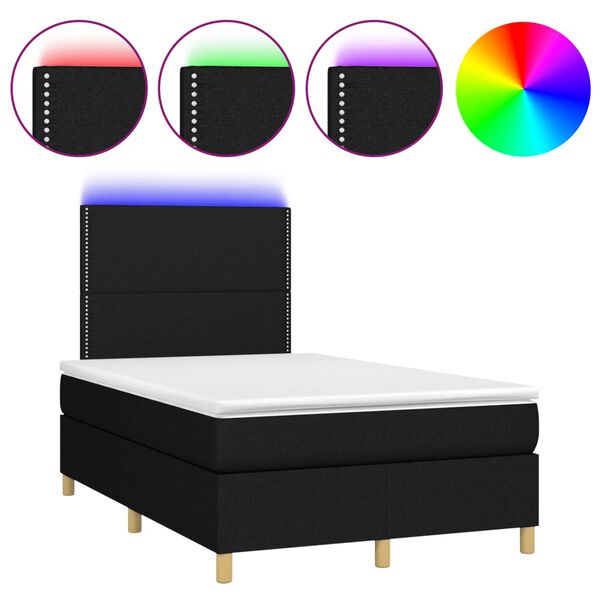 vidaXL Boxspringbett mit Matratze & LED Schwarz 120x200 cm Stoff