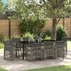 vidaXL Garten Essgruppe 9 pcs Grau Poly-Rattan