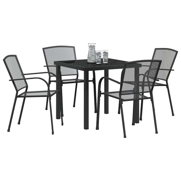 vidaXL Garten Essgruppe 5 pcs Anthrazit Pulverbeschichteter Stahl