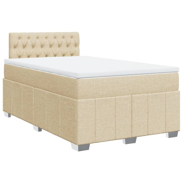 vidaXL Boxspringbett mit Matratze Creme 120x190 cm Stoff