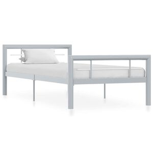 vidaXL Bettgestell Grau und Wei&szlig; Metall 100 &times; 200 cm