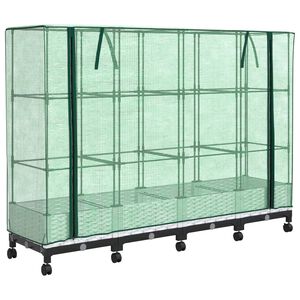 vidaXL Gartenplanter mit Gew&auml;chshausabdeckung und R&auml;dern 4 stk. Wei&szlig;