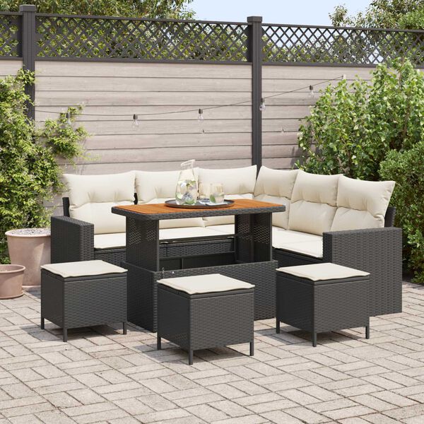 vidaXL Gartensofa-set 9 pcs Schwarz Poly-Rattan