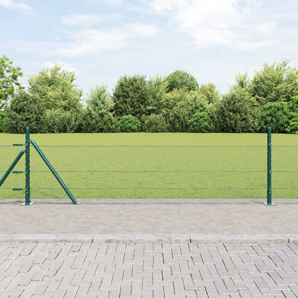 vidaXL Zaunpfosten Gr&uuml;n 50 x 0,4 m (13 mm Netz) Stahl und PVC