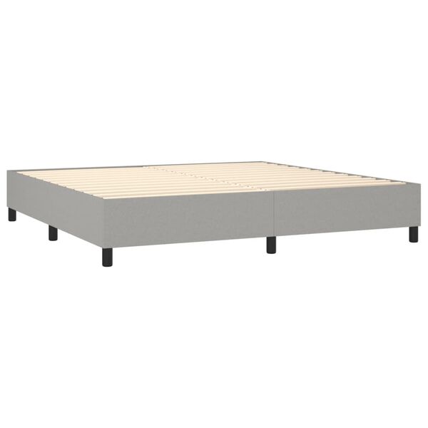 vidaXL Boxspringbett mit Matratze Hellgrau 200x200 cm Stoff