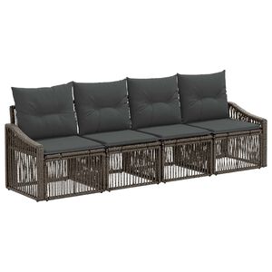 vidaXL Gartensofa-set 4 stk. 4-Sitzer Grau Poly-Rattan