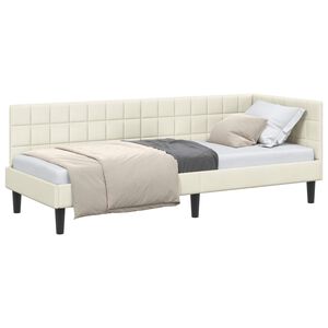 vidaXL Eckbettgestell mit Kopfteil Creme 80 cm x 200 cm Samt