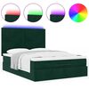 vidaXL Ottoman-Bett mit Matratzen & LEDs Dunkelgr&uuml;n 140x190 cm Samt