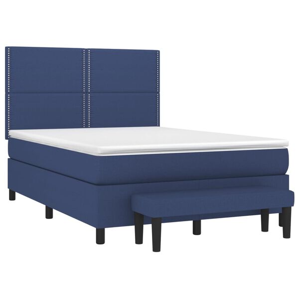 vidaXL Boxspringbett mit Matratze Blau 140x200 cm Stoff