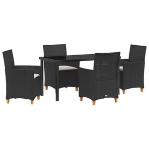 vidaXL Garten Essgruppe 5 pcs Schwarz Poly-Rattan