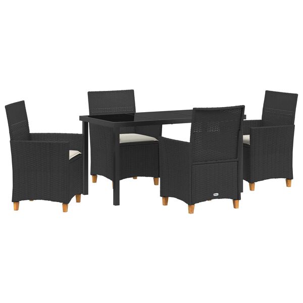 vidaXL Garten Essgruppe 5 pcs Schwarz Poly-Rattan