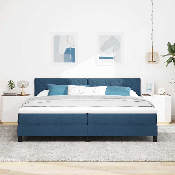 vidaXL Boxspringbett mit Matratze mit LED Blau 200 x 200 cm Stoff